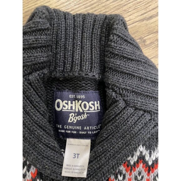 Oshkosh B’gosh Knitted Cardigan Sweater Grandpa Style Fair Isle 3T - Picture 5 of 7